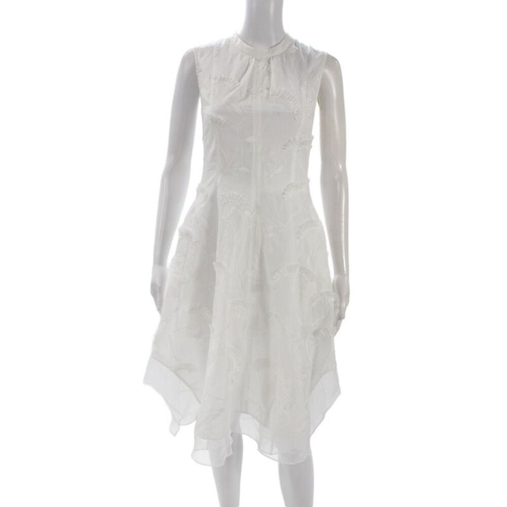 3.1 Phillip Lim Womens A-Line Midi High Neck Sleeveless White Dress Size 00